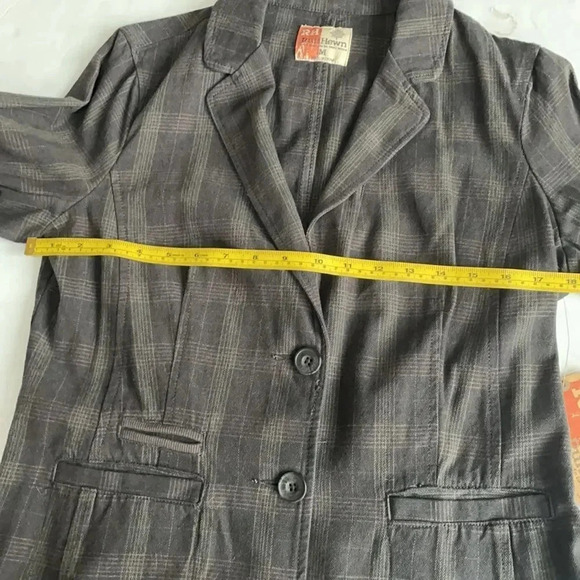 Ruff hewn charcoal plaid blazer 100% cotton NWT Women’s size M - Picture 5 of 12